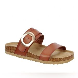 Bjorndal Elena Women's Footbed Sandal Slip On Shoes Faux Leather Buckle Size 6